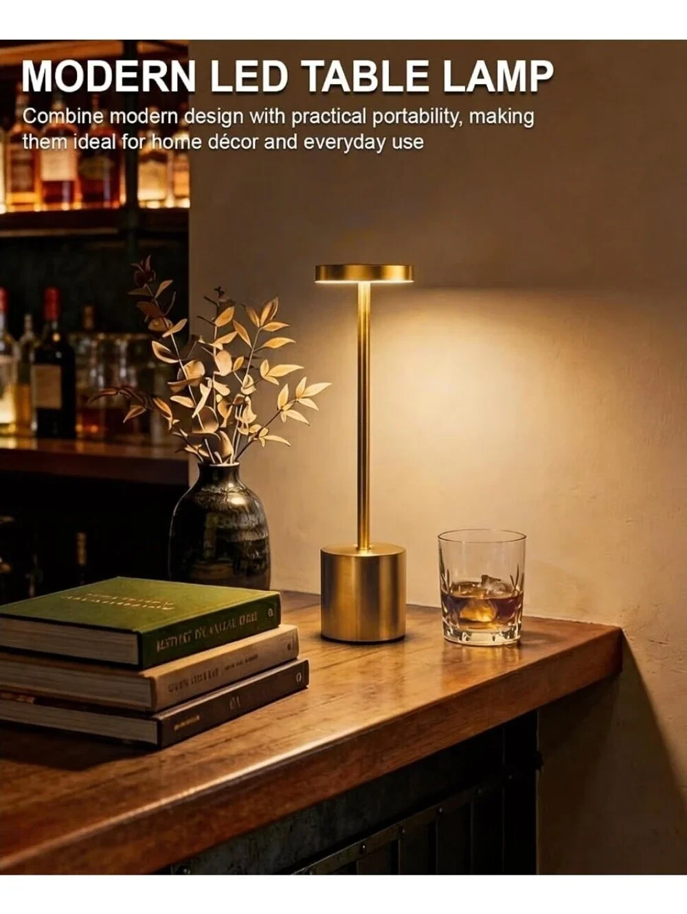 LED Desk Lamp Metal Modern Touch Control Dimmable Wireless Ambient Night Light